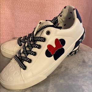Disney White and Black Sneakers with Red Bow